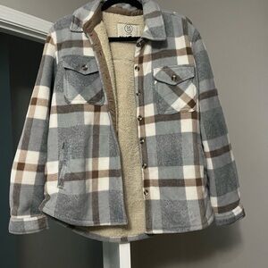 Sage Gray and Brown Jean Jacket Relaxed Fit